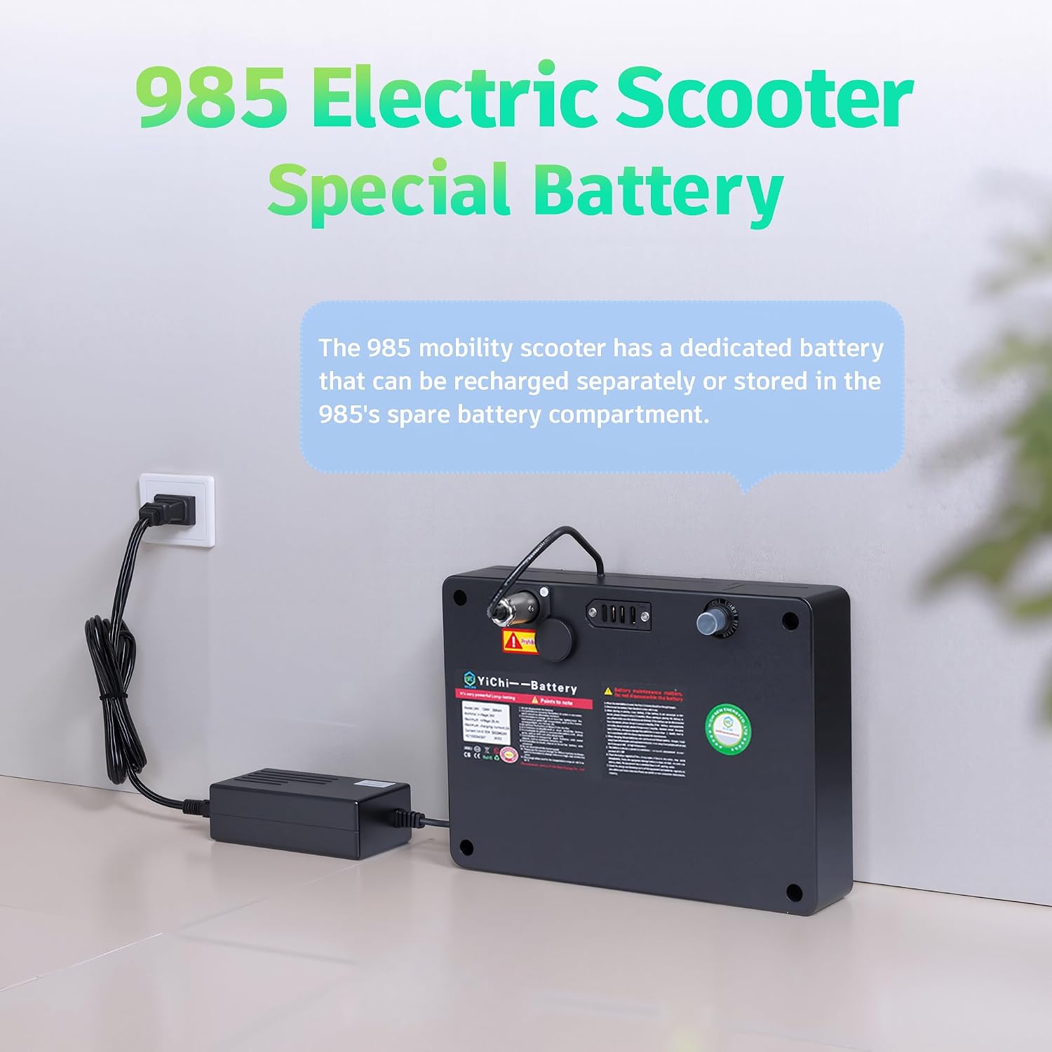 Mobility Scooter Spare Lithium Battery Accessories for YL-985 Mobility Scooters, 24V 12AH, Provides 12.4 Miles Range