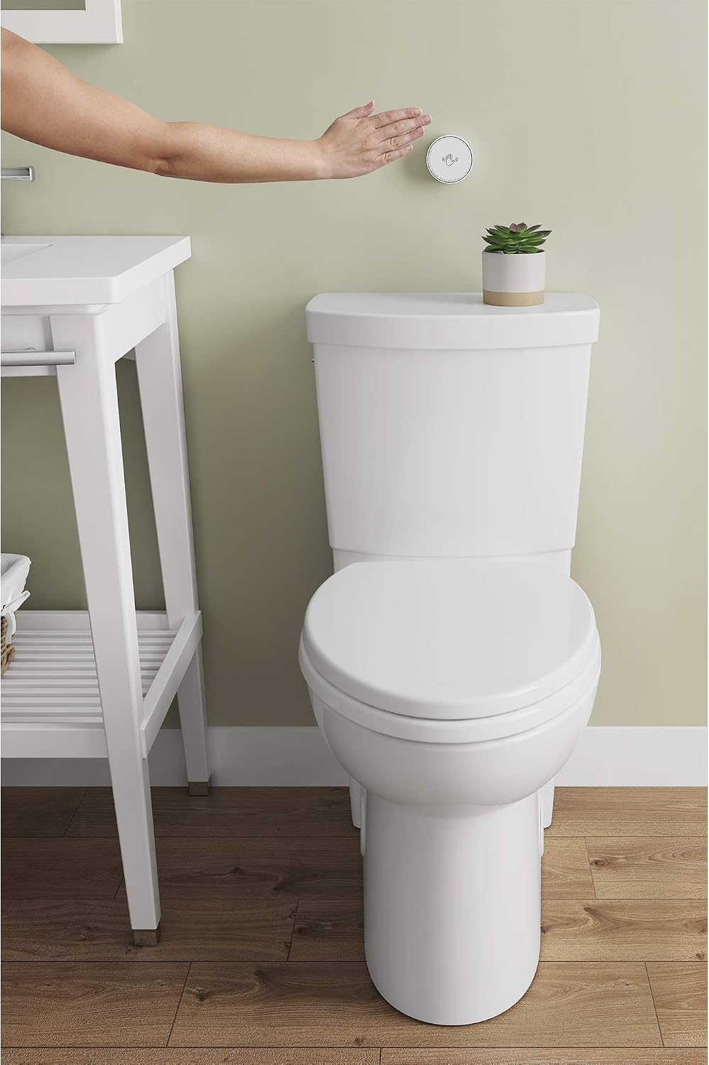 American Standard 2989709.020 Concealed Trapway Cadet Touchless 2-Piece 1.28 GPF Single Flush Elongated Toilet, Seat Included, White