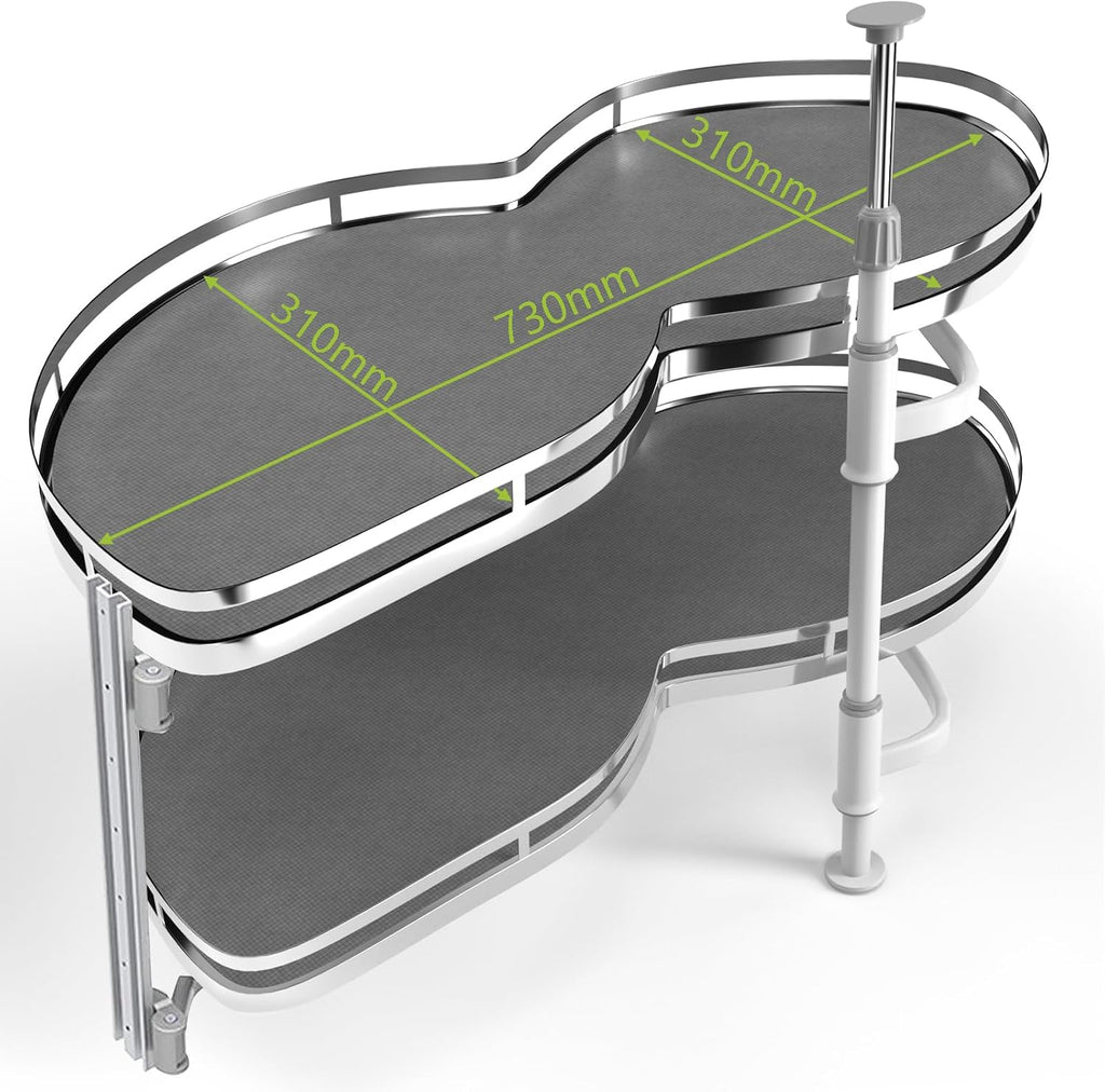 Blind Corner Cabinet Pull Out Organizer, Soft Close Swing Left Pull Out Cabinet Organizer 36inch, Corner Cabinet Lazy Susan for Corner Cabinet Blind Shelf, 2 Tiers Tray, Adjustable Height
