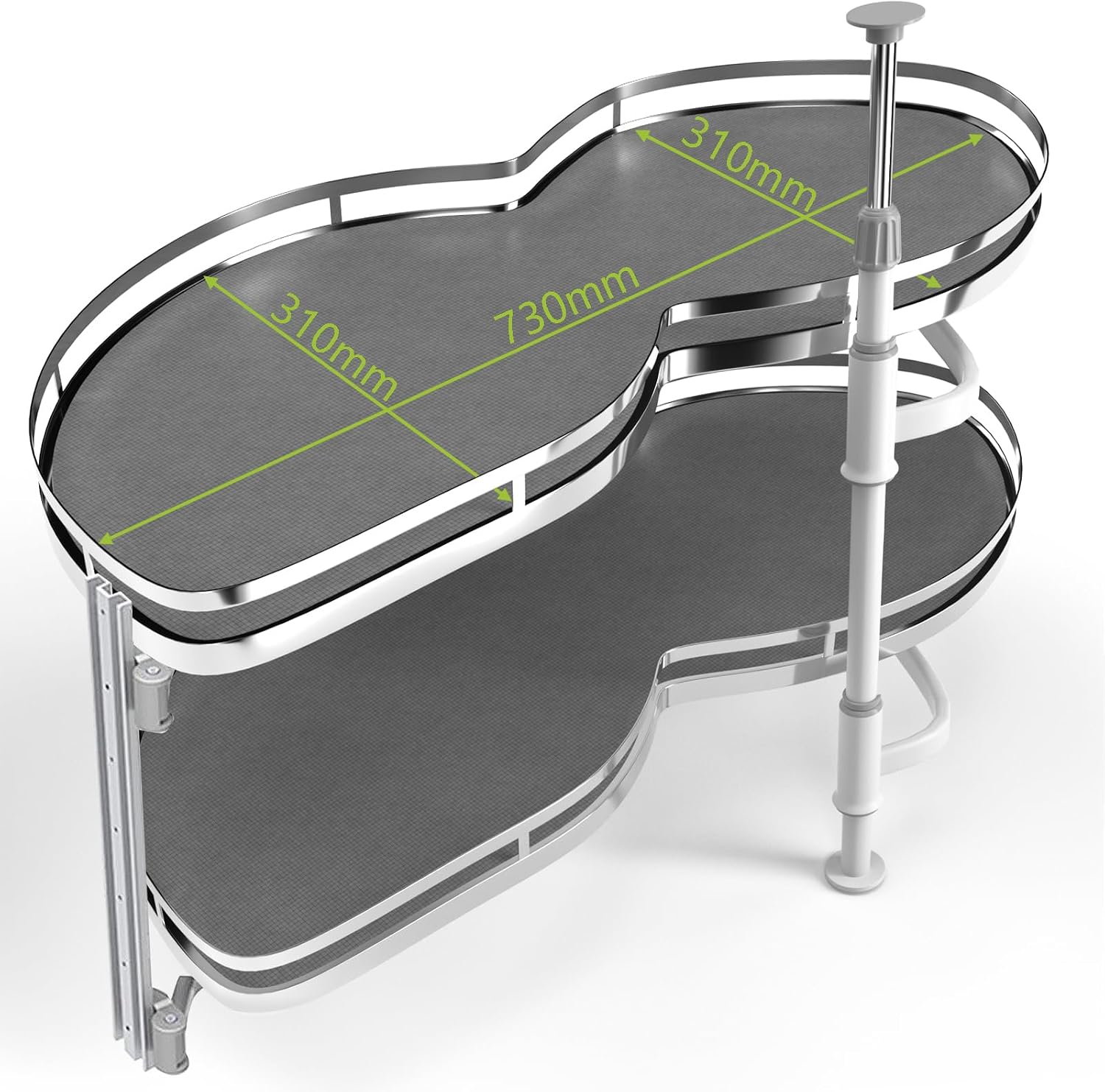 Blind Corner Cabinet Pull Out Organizer, Soft Close Swing Left Pull Out Cabinet Organizer 36inch, Corner Cabinet Lazy Susan for Corner Cabinet Blind Shelf, 2 Tiers Tray, Adjustable Height