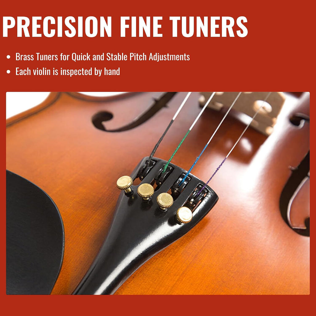1/2 Size Violin for Kids, Half Size Fiddle - Solid Spruce & Maple with Lightweight Case, Brazilwood Bow, Shoulder Rest, Digital Tuner Beginner Kit