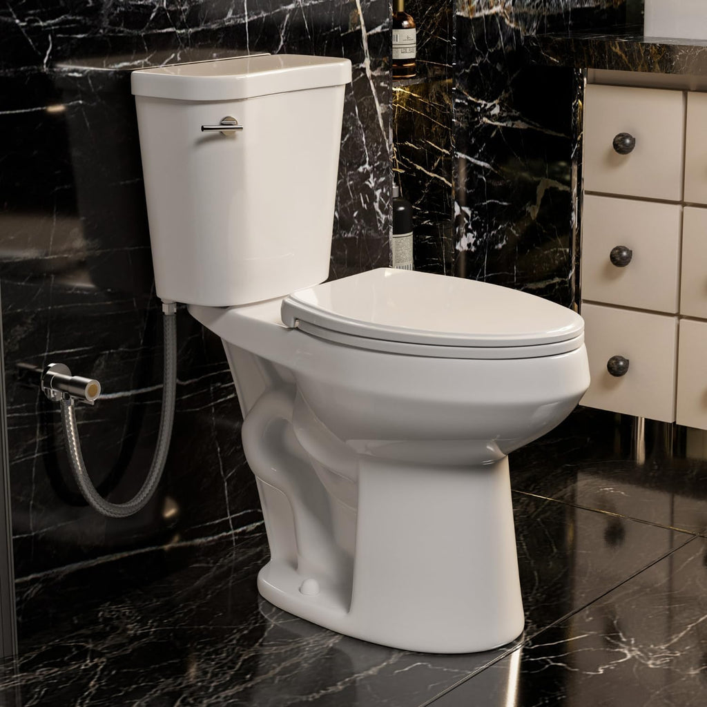 19 Inch High Toilet, Los Flexi ADA & Elongated Extra Tall Toilet for Seniors, Comfort Height Two-Piece Toilet With Soft-Close Seat,12' Rough-In, S-Trap, Siphonic Flush 1.28 GPF