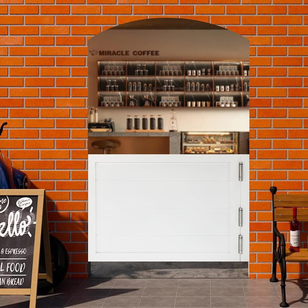 Swinging Door Cafe Doors,Solid Wood Swing Door Interior Saloon Half Partition Doors with 3 Hinges for House Kitchen Shop Entrance Pub Porch(35.4 * 23.6in-White)
