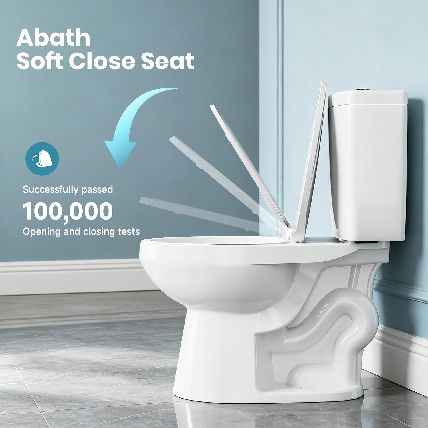 ABath 17.5' Tall Toilet Elongated with Soft Close Seat & 360° TSUNAMI Flush 0.9/1.27 GPF, WaterSense/1000g Map Certified, NANO CLEAN Ceramic, Two Piece Compact Toilets for Small Bathroom, 12' Rough in
