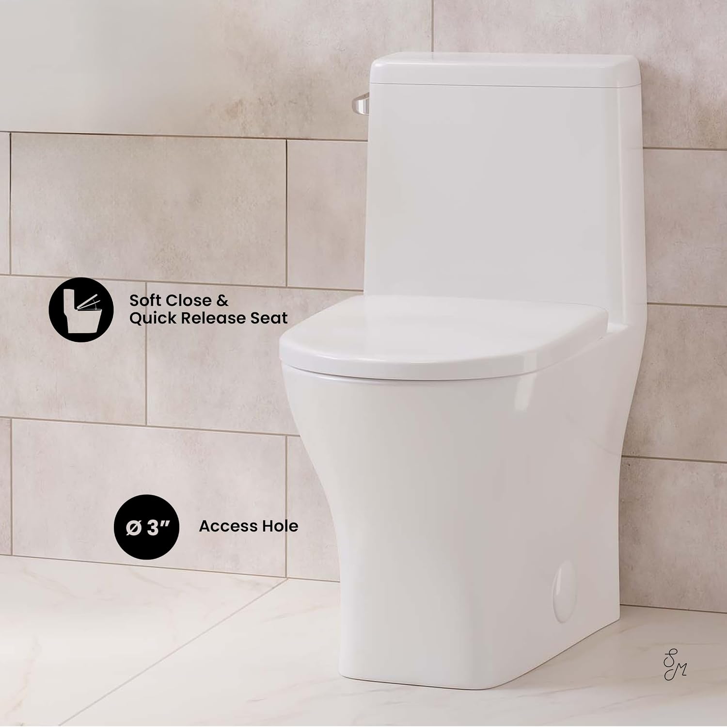 Sublime II One-Piece Round Toilet with Left Side Flush, 10' Rough-In 1.28 gpf