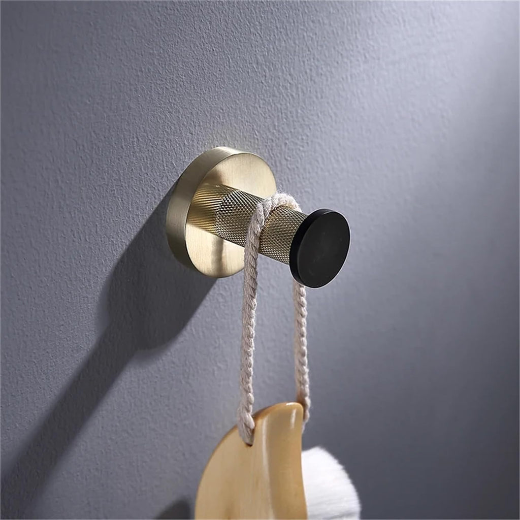 Black Gold Wall Mount Shelf Toilet Bath Hardware Paper Holder Towel Bar Rack Rail Rod Hook Hanger Bathroom Accessories(2 PCS Robe Hook)