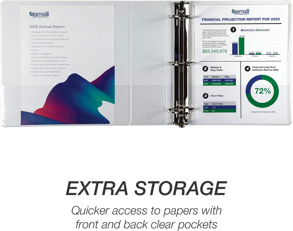 Samsill Durable 3 inch 3 Ring Binder, D Ring Binder, 100% Recycled Chipboard, White, Pallet of 288 Binders in 24 Cartons
