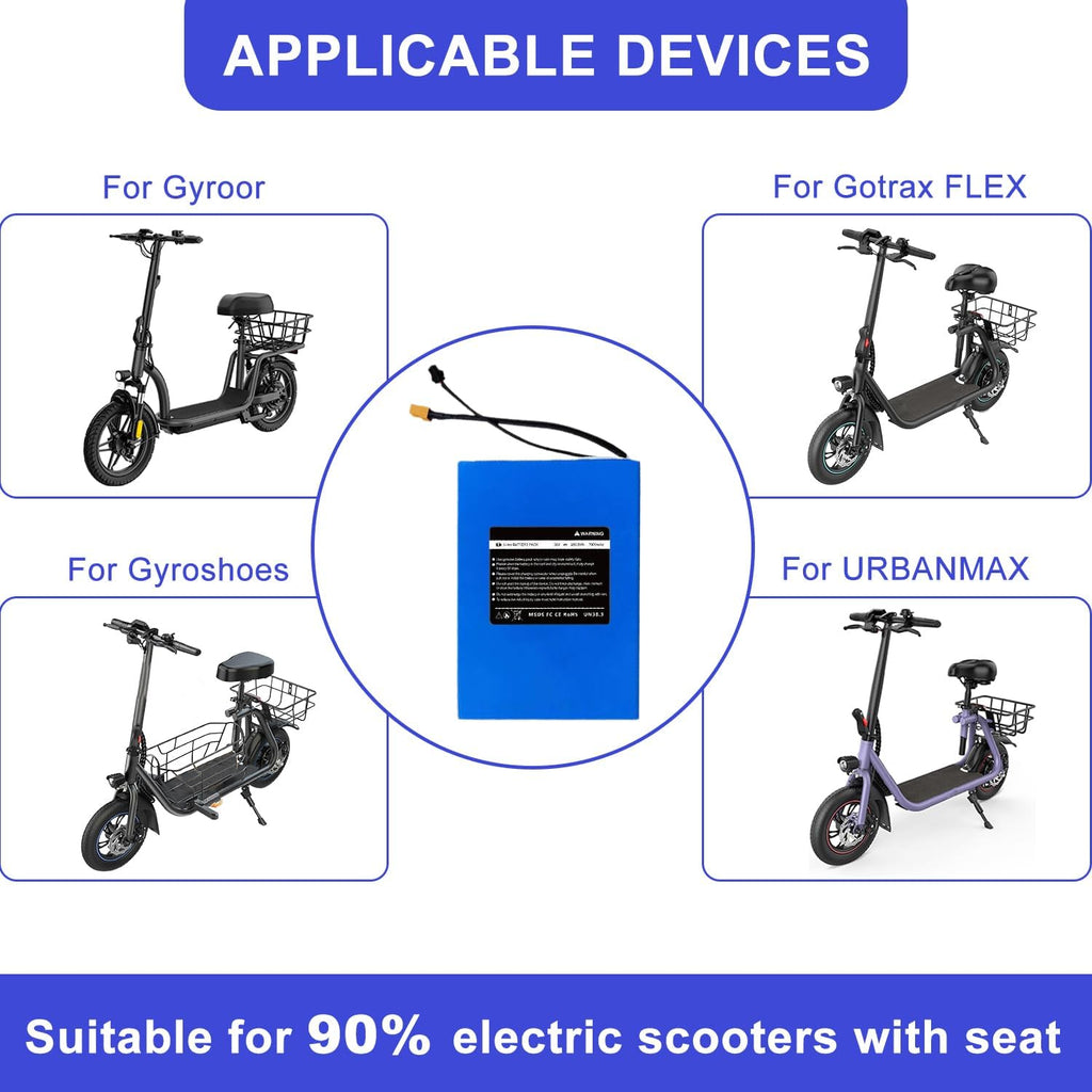 36V 7.8AH General Electric Scooter Battery Replacement for Gotrax Flex 280.8Wh Compatible with Gyroor Electric Scooter Rechargeable Scooters High Capacity Battery Pack Long-Lasting