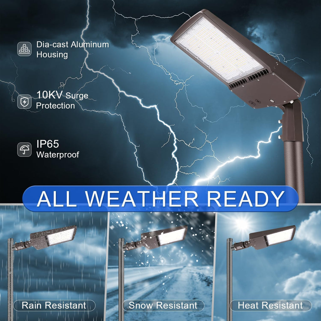 480V 150W LED Parking Lot Light, 21000LM (140lm/w) 5000K LED Shoebox Street Light (600W HID/HPS Equiv.), Slip Fitter Mount, Dimmable Outdoor Commercial Area Lighting, IP65 AC277-480V