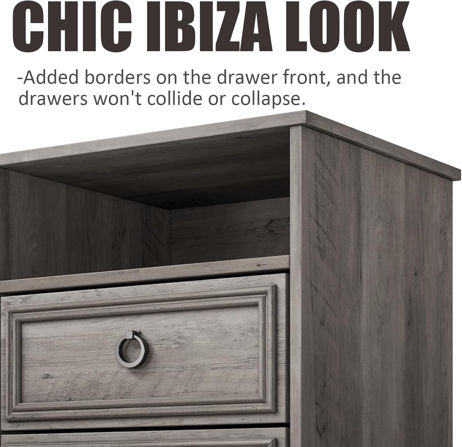 Set of 2 Nightstand with 2 Drawers, 18'W Night Stand with Drawers for Bedroom, Large Accent Bed Side Table and End Table with Open Compartment-Easy Pull Handle, Textured Border for Living Room,Gray