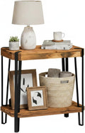 Ryegate Live Edge End Table with Storage – 2-Tier Solid Acacia Wood Side Table with Metal Frame and Lower Shelf – Industrial Accent Table for Living Room or Bedroom by Alaterre Furniture