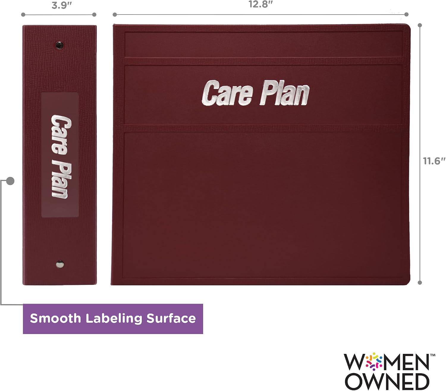 Carstens 4-Inch Heavy Duty Round Ring Binder for Medical Care Plans – Side Opening, Wine, Case of 10, Durable Plastic, No Pockets, Holds 600 Sheets, Made in USA (1874-3RCS)