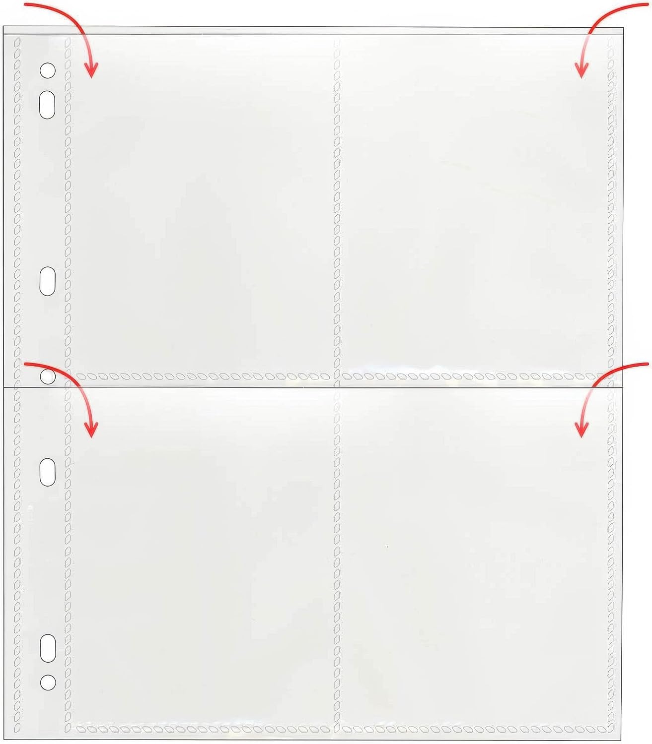 StoreSMART - Photo Page for 3-Ring Binders - Archival-Safe Plastic - Four 4' x 5' Pockets - Holds Eight Photos - 100 Pack - VP197-100