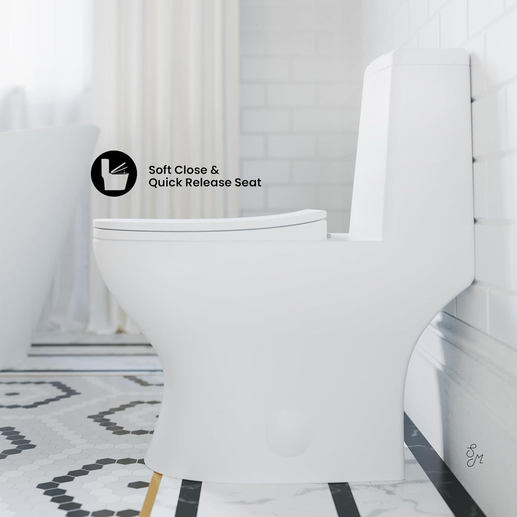 Ivy One-Piece Elongated Toilet Left Side Flush, 10' Rough-In 1.28 gpf