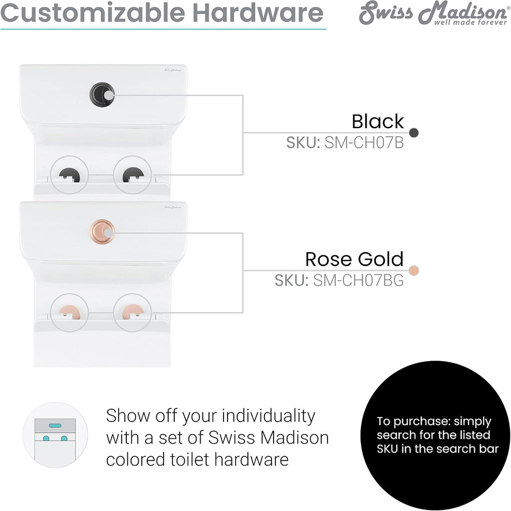 Swiss Madison SM-2T120 Calice Two Piece Elongated Rear Outlet Toilet Dual Flush in White