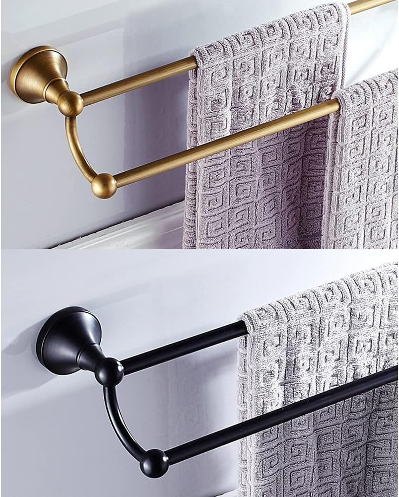 Gold Double Towel Rail Holder for Bathroom and Kitchen Antique Bronze Brass Chrome Towel Rack for Hotel Toilet