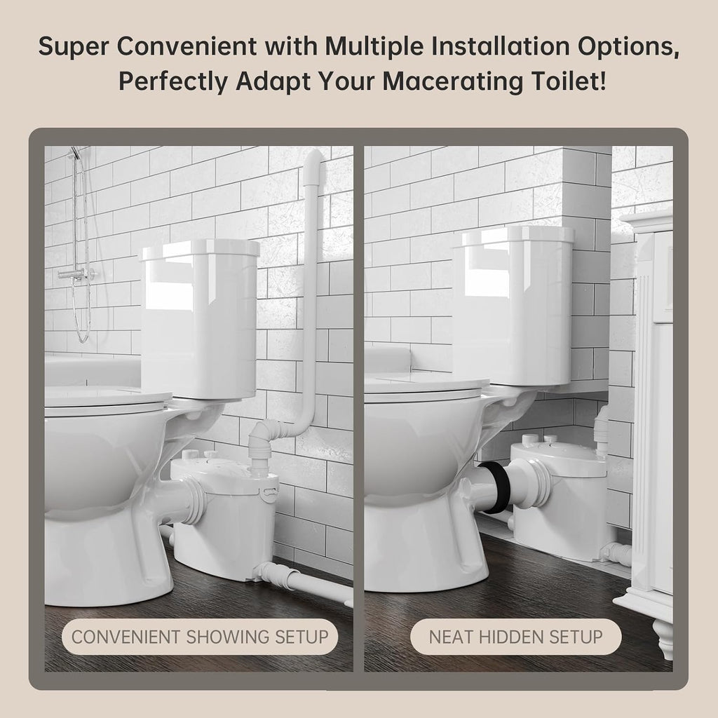 Simple Project 600w Upflush Toilets For Basement, Macerating Toilets Upflush System Kit - Included Silent & Powerful Basement Toilet Pump System With 4 Water Inltes For Upflow Toilet, Shower, Sink