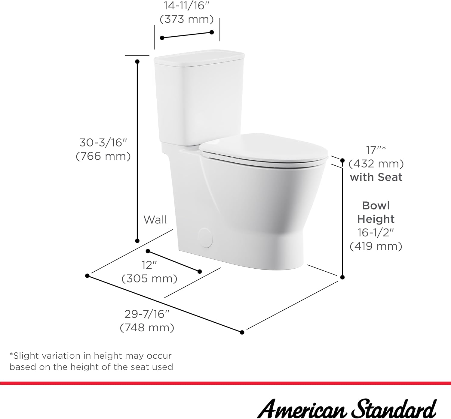 American Standard 252AA898.020 Cadet Aspirations Two-Piece Toilet with Slow-Close Seat, Elongated Front, Chair Height, Right Hand Flush, White, 1.28 gpf