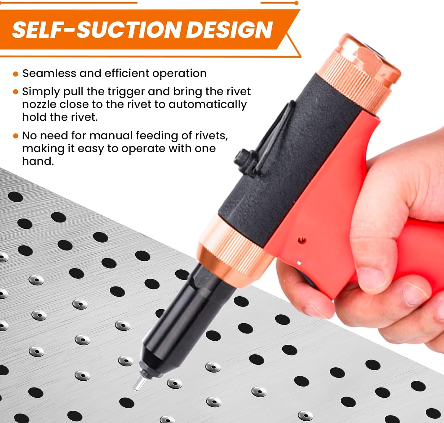 Pneumatic Rivet Gun Air Pop Riveter Tool Kit with 3/32', 1/8', 5/32', 3/16' Rivet Nozzles, Self-Suction Pneumatic Riveting Gun, Upgraded Air Riveter Hydraulic Pop Riveting Rivets Tool
