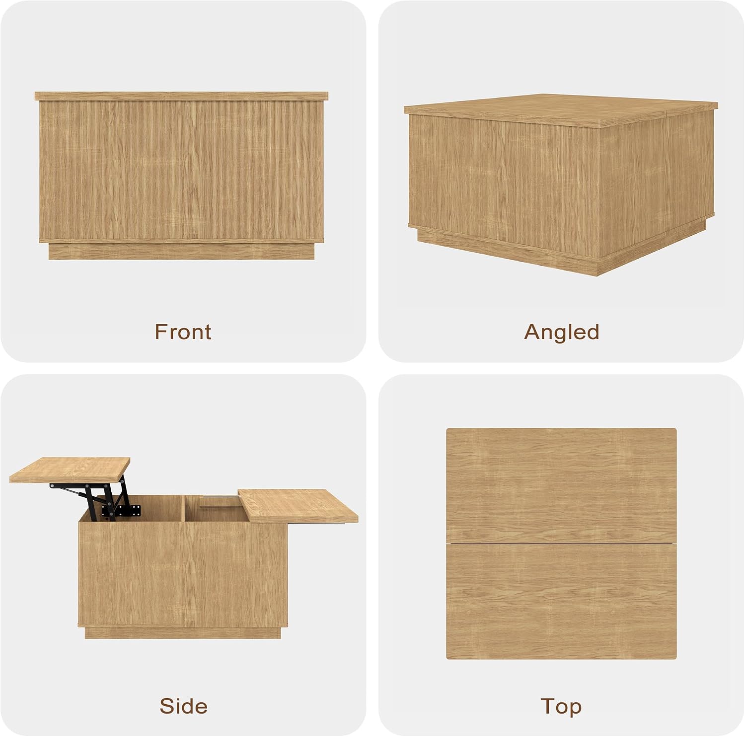 2-Piece Fluted Living Room Set Includes 31.5' Fluted Lift Top Coffee Table,59' Fluted Fireplace TV Stand for TVs Up to 70 inches,Modern TV Stand and Coffee Table Set,Natural Oak