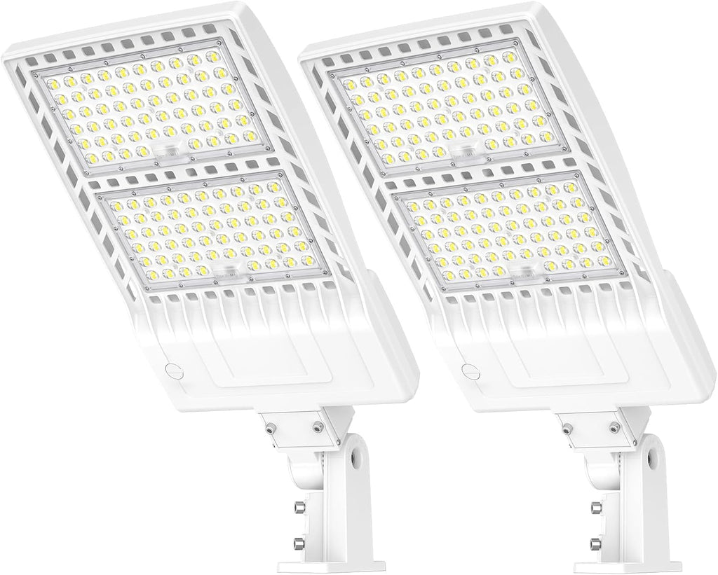 2 Pack LED Parking Lot Light 400W 320W 240W Adjustable, UL Listed 60000LM Outdoor Street Area Lighting with Photocell 100-277V IP65 5000K LED Shoebox Light Arm & Slip Fitter Mount for Street