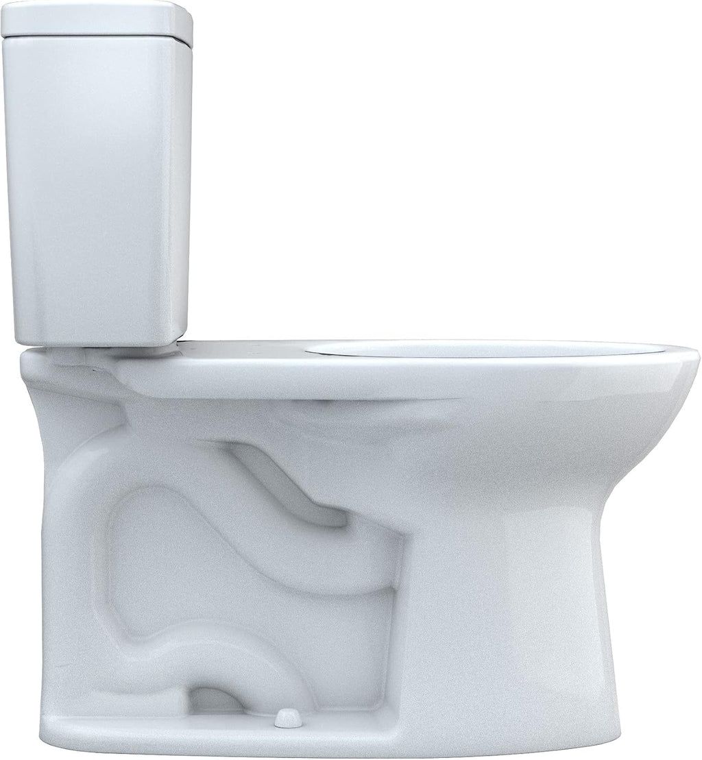 TOTO Drake Two-Piece Elongated 1.28 GPF Universal Height TORNADO FLUSH Toilet with CEFIONTECT and Right-Hand Trip Lever, Cotton White - CST776CEFRG#01