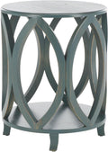 SAFAVIEH Home Collection – Janika Dark Teal Washed Round Accent Table with Shelf, Fully Assembled Solid Pine Wood Side Table for Living Room or Bedroom (AMH6607C)