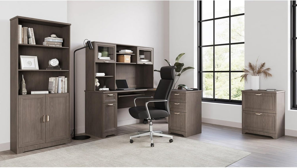 Realspace® Magellan 58'W Hutch For Corner Or L-Shaped Computer Desks, Gray
