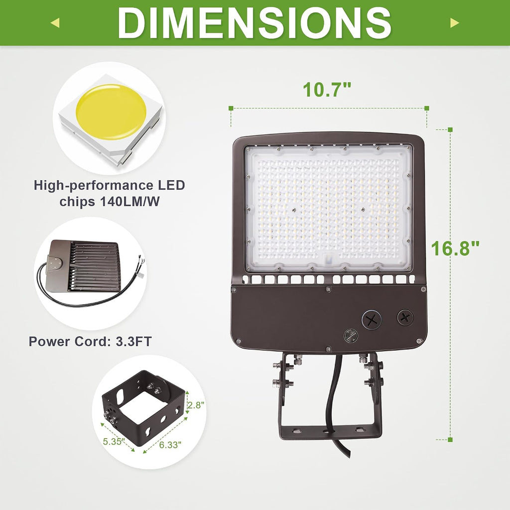 480V 150W LED Parking Lot Light, 5000K 21000LM [Eqv 500W HPS] LED Shoebox Light with Yoke Mount, Outdoor Flood Light, IP65 20KV Surge Protection, AC 277-480V, UL Listed