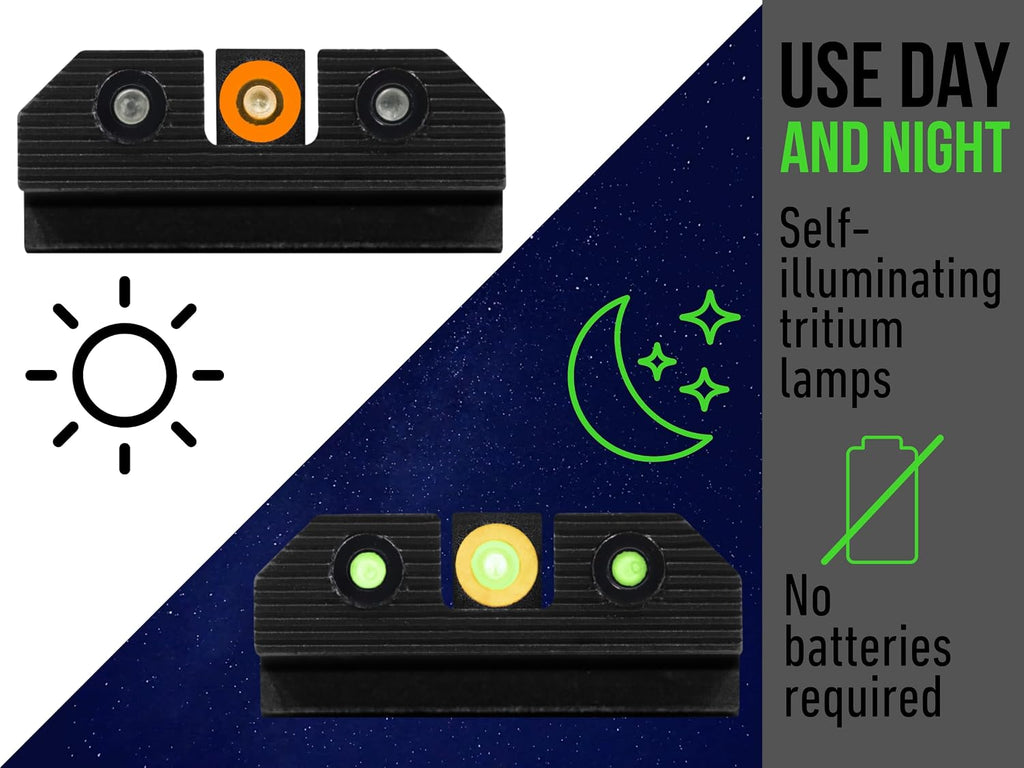 XS Sights R3D 2.0 Sights Compatible with Glock 17, 19, 22, 23, 24, 26, 28, 27, 31, 32, 33, 34, 35, 36, 38, 39, 45, & 47 Gen 1-5, Including MOS Models