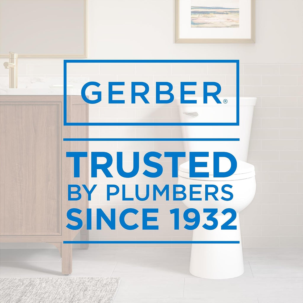 Gerber Viper Select Ultra-High Efficiency .8 GPF Two-Piece Toilet with 12-in Rough-in, ADA Compliant Chair Height, Soft-Close Seat and Install Kit with Wax Ring Included, White, GRS48251E