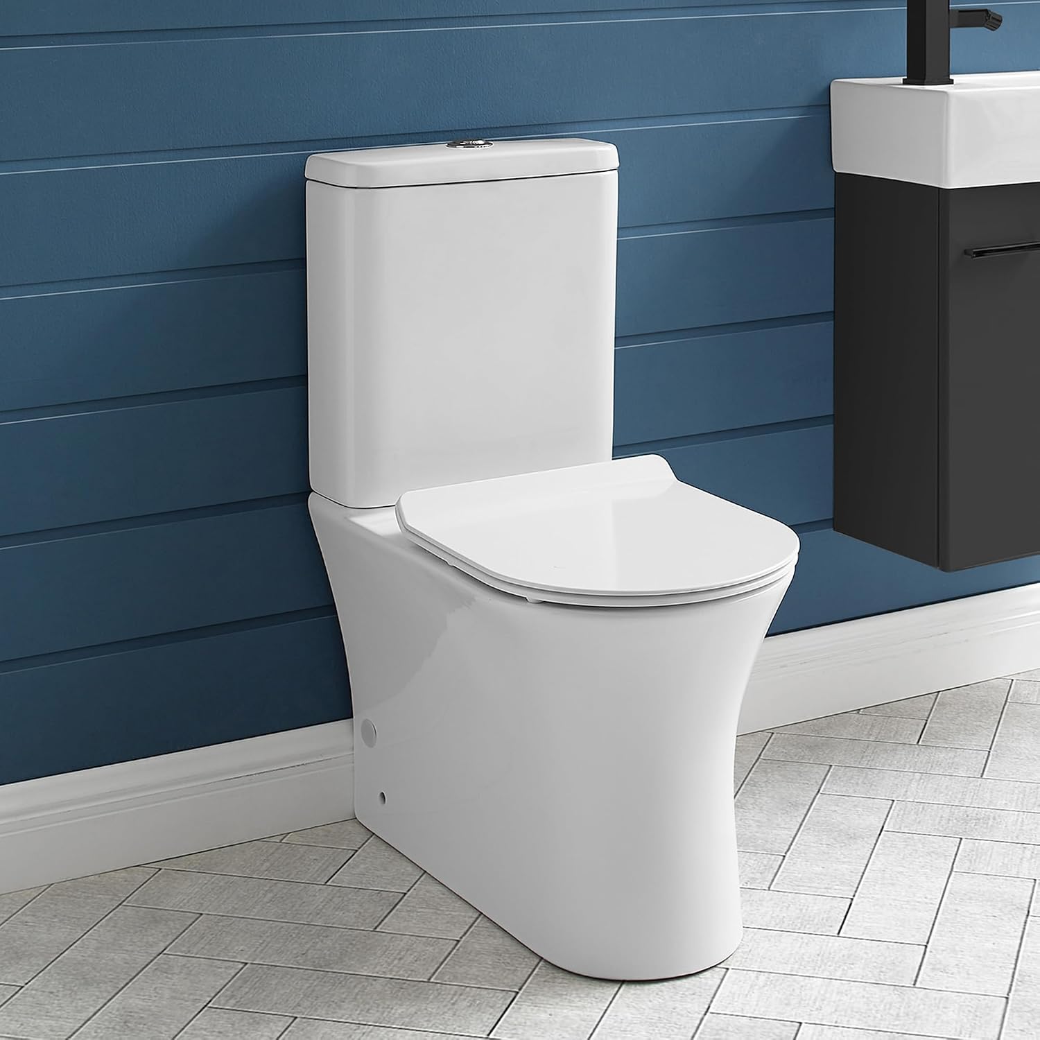 Swiss Madison SM-2T120 Calice Two Piece Elongated Rear Outlet Toilet Dual Flush in White