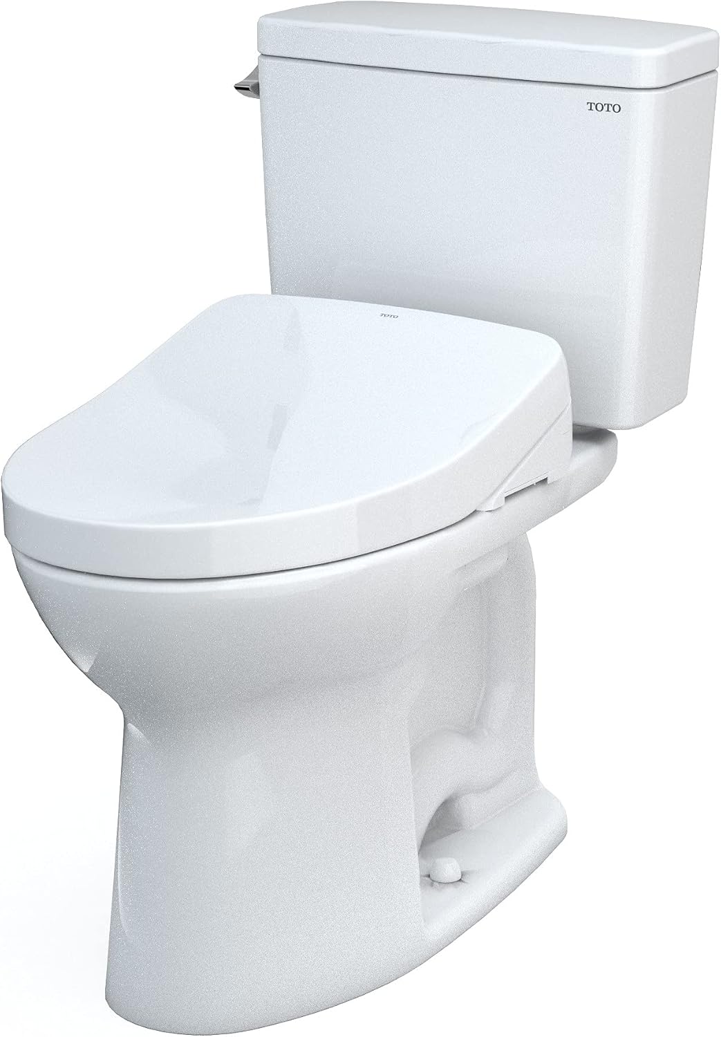 TOTO Drake WASHLET+ Two-Piece Elongated 1.6 GPF Universal Height TORNADO FLUSH Toilet with S500e Bidet Seat, Cotton White - MW7763046CSFG#01