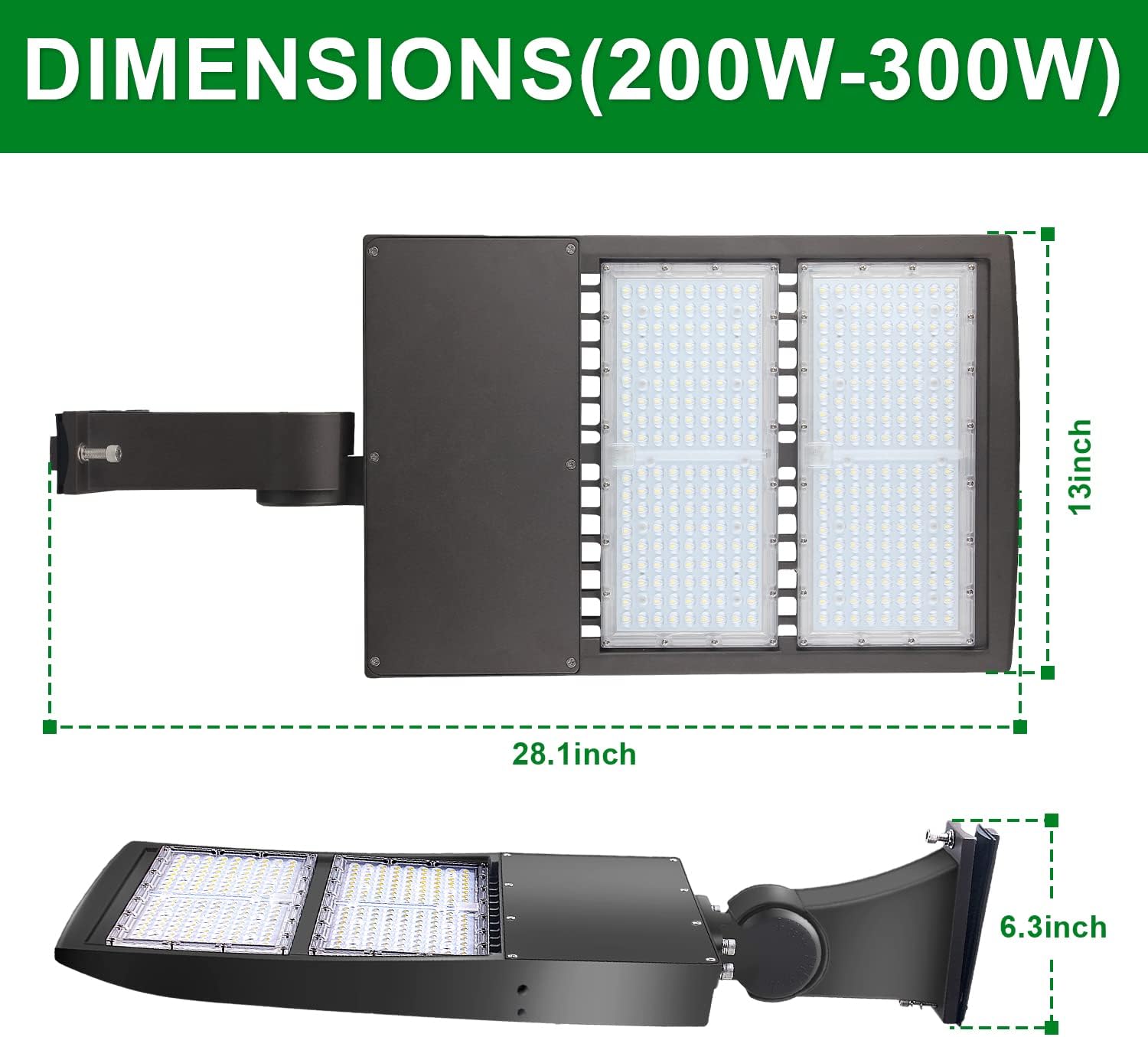 OSTEK LED Parking Lot Lights 300W LED Shoebox Street Pole Lighting with 20KV Surge Protector, Waterproof 42000LM Outdoor Commercial Area Road Lighting 5000K 100-277V UL