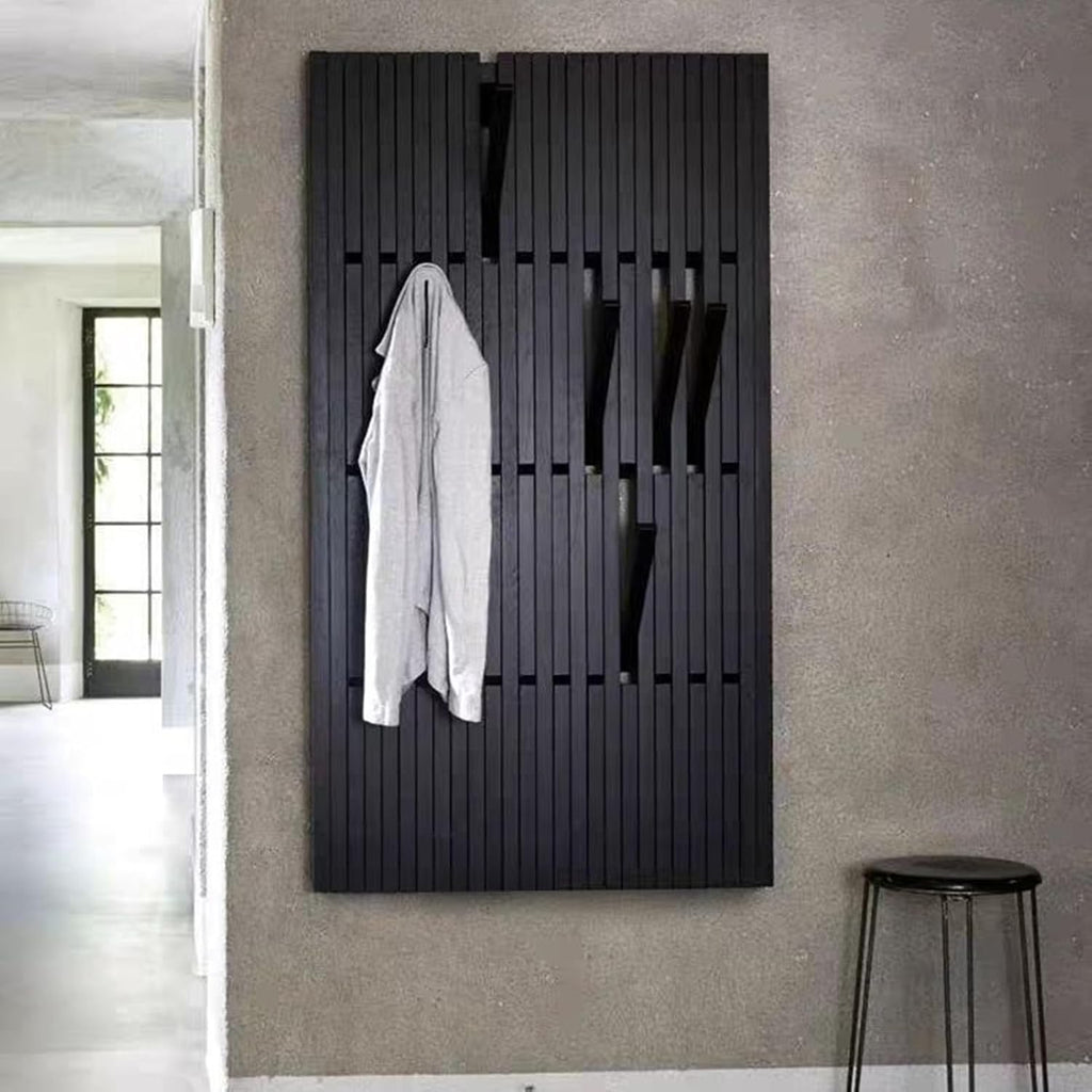 Clothes Hanger Coat Rack Wall Mounted Coat RackHooks Piano Key Hangers Natural Solid Wood Hangers Non-Woven Fabric Clothes Hangers, Flip-Down Unique Modern Hooks For Coats Bag Hat Umbrella(Walnut Blac