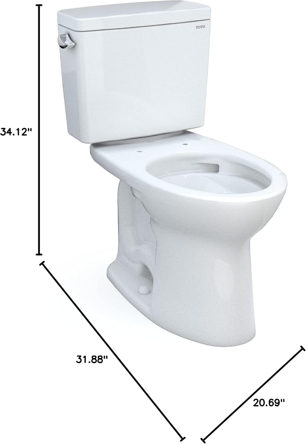 TOTO® Drake® Two-Piece Elongated 1.6 GPF Universal Height TORNADO FLUSH® Toilet with CEFIONTECT and 10 Inch Rough-In, Cotton White - CST776CSFG.10#01