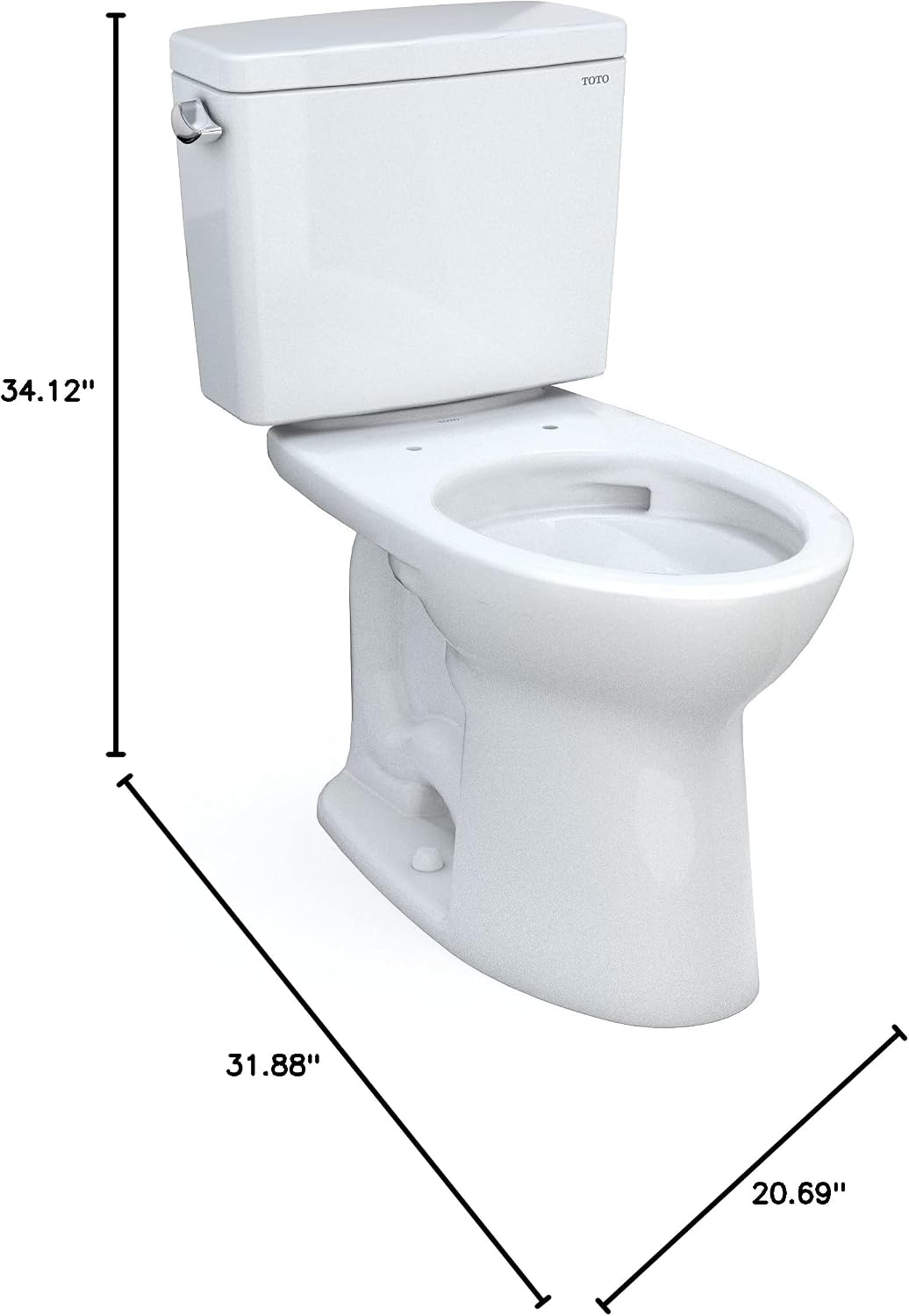 TOTO® Drake® Two-Piece Elongated 1.6 GPF Universal Height TORNADO FLUSH® Toilet with CEFIONTECT and 10 Inch Rough-In, Cotton White - CST776CSFG.10#01