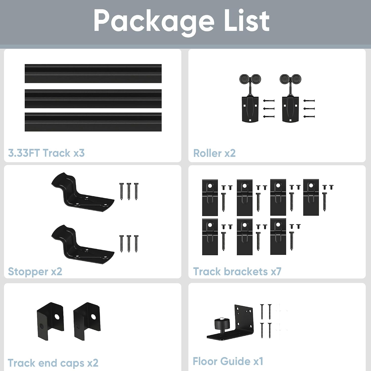 JUBEST 10FT Box Rail Exterior Barn Door Hardware Kit, Heavy-Duty Black Sliding Barn Door Track System, Wall Mount Door Hardware Kits (Door Not Included)