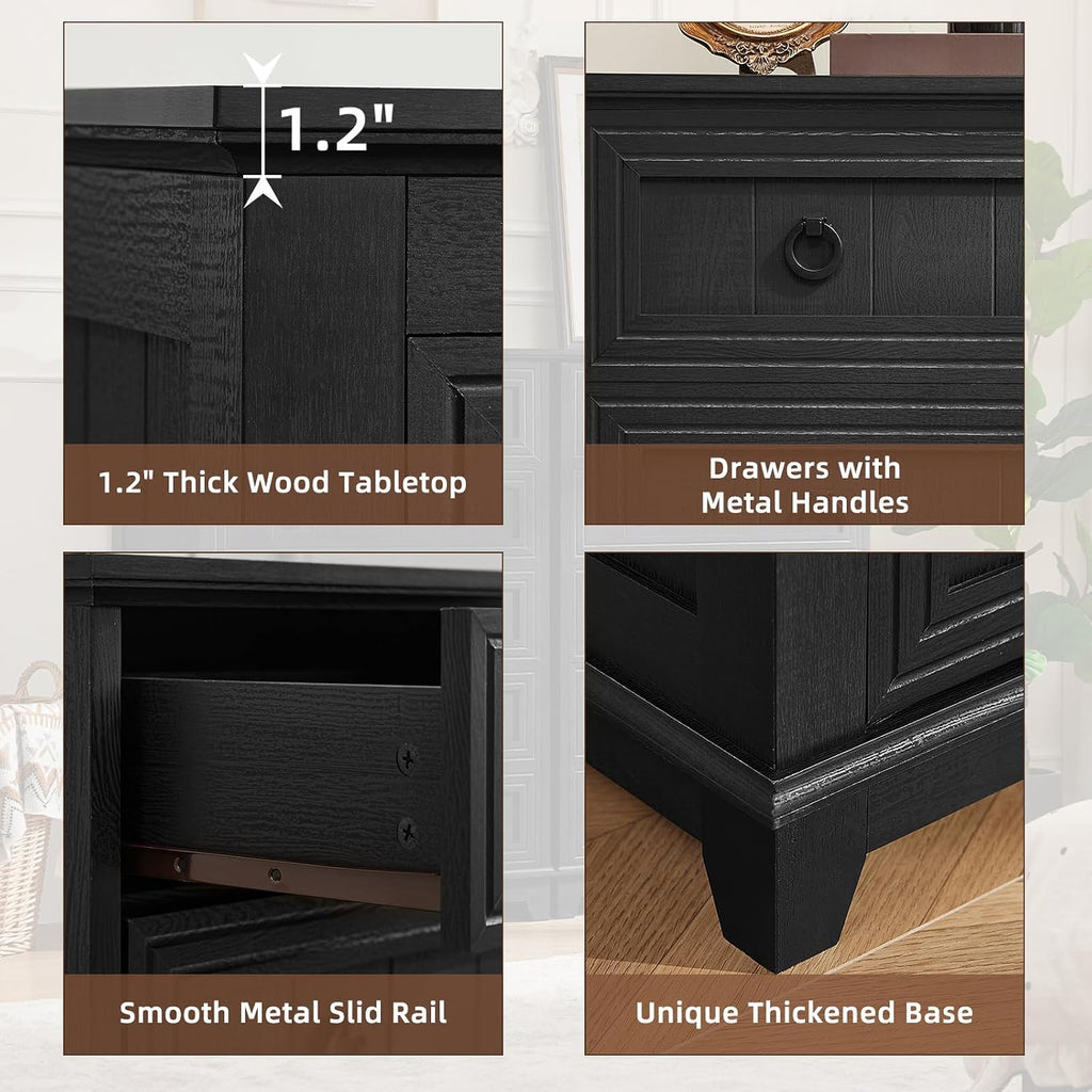 Joaxswe Farmhouse 5 Drawer Dresser for Bedroom Set of 2, 42' Tall Small Dressers & Chest of Drawers, Rustic Wood Dresser with Metal Handle, Storage Organizer Closet for Living Room, Hallway,Entryway
