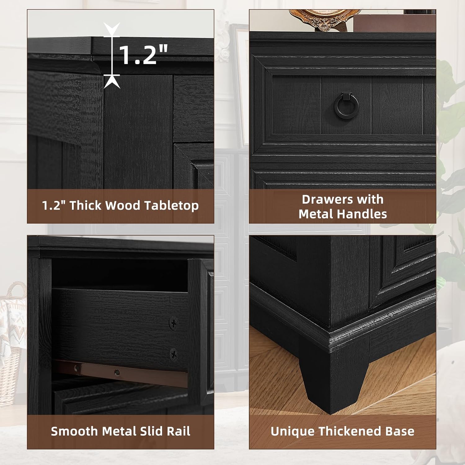 Joaxswe Farmhouse 5 Drawer Dresser for Bedroom Set of 2, 42' Tall Small Dressers & Chest of Drawers, Rustic Wood Dresser with Metal Handle, Storage Organizer Closet for Living Room, Hallway,Entryway