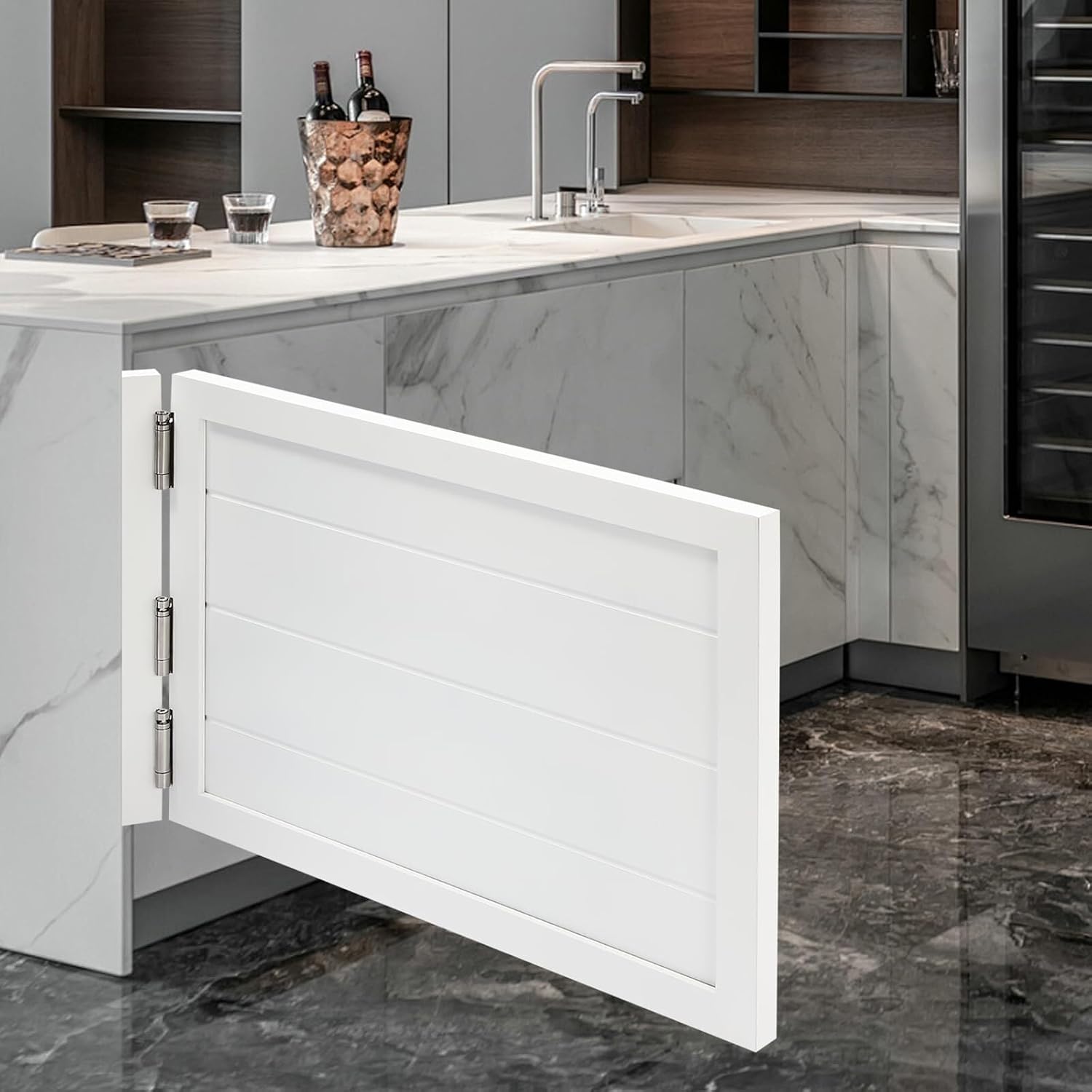 Cafe Swinging Doors,Wood Interior Saloon Half Partition Swing Door with 3 Hinges for House Kitchen Shop Entrance Pub Porch(35.4 * 23.6in-White)