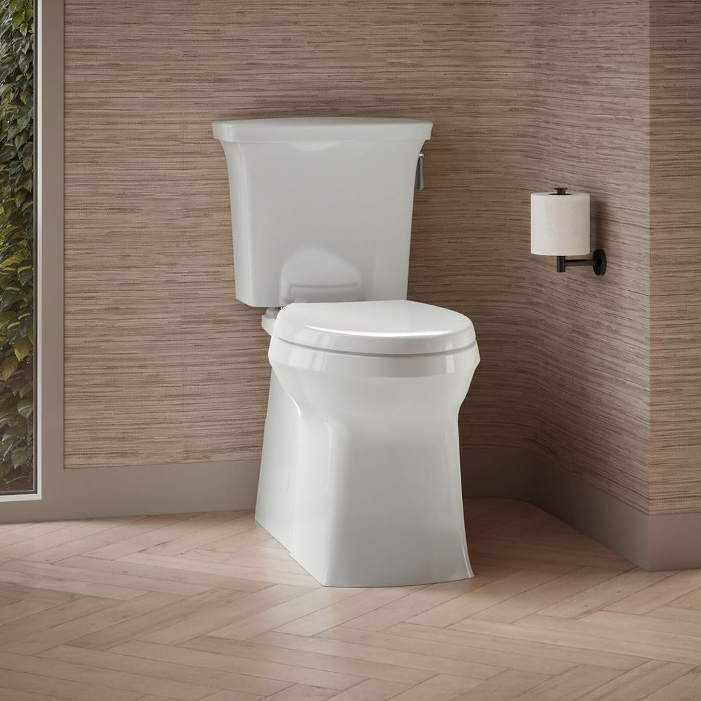 KOHLER 3814-RA-0 Corbelle Comfort Height(R) elongated 1.28 gpf toilet with skirted trapway and Revolution 360 swirl flushing technology and right-hand trip lever (2 Piece), White
