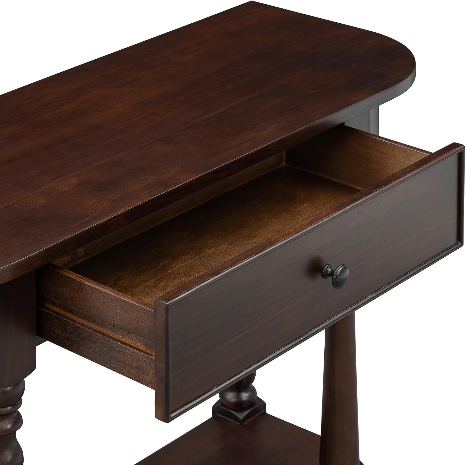 LUMISOL Solid Wood Entryway Table with Drawer and Open Shelf, for Living Room, Espresso