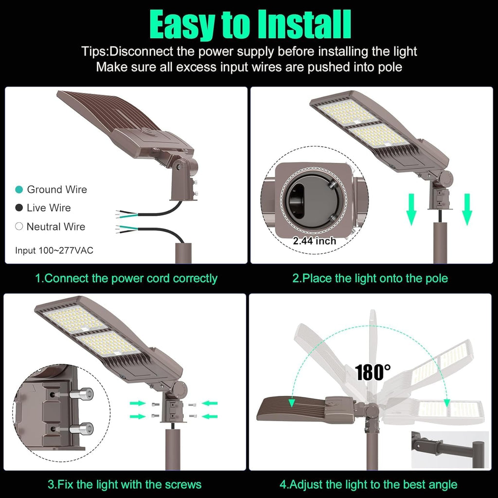 2Pack 400W LED Parking Lot Light 56,000 LM, UL Listed Industrial Parking Lot Flood Lights, Street Area IP65 5000K Waterproof 100-277VAC, Stadium Lights Outdoor LED Pole Light w/Slip Fitter