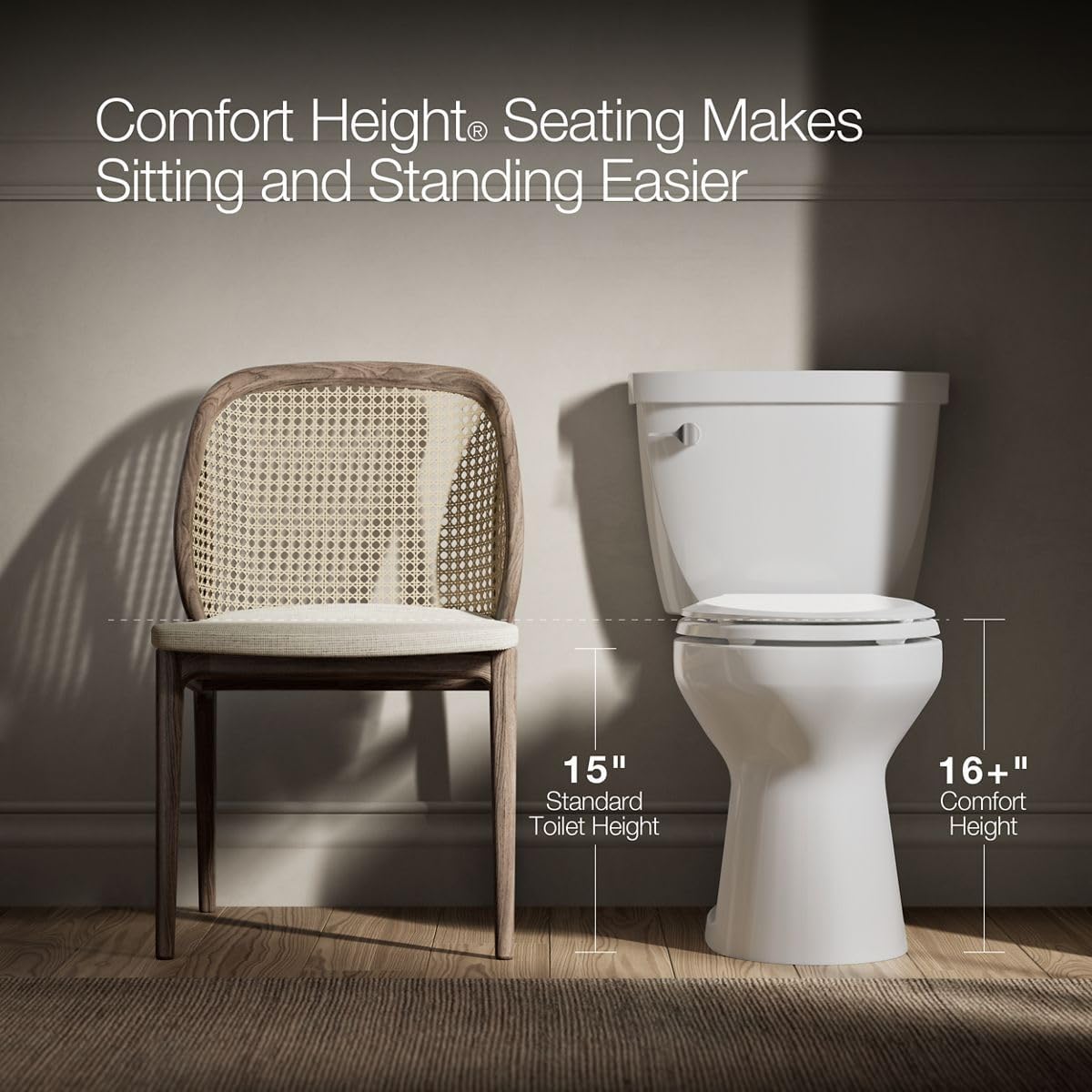 KOHLER Cimarron Comfort Height Two-piece round-front 1.6 gpf chair-height toilet
