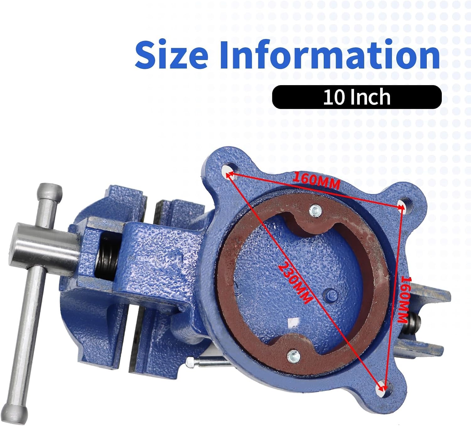 Nakkaa 10' Heavy Duty Bench Vise Cast Iron Vise with 360° Flexible Swivel Locking Base Home Work 10 Inch Swivel Bench Vice with Anvil