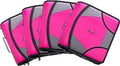Case-it King Sized Zip Tab School Zipper Binder | 4-Inch D-Rings, 800 Sheet Capacity, 5-Subject Expanding File Folder, Multiple Pockets & Storage Organizer, Shoulder Strap | D-186 Magenta | 4 Pack