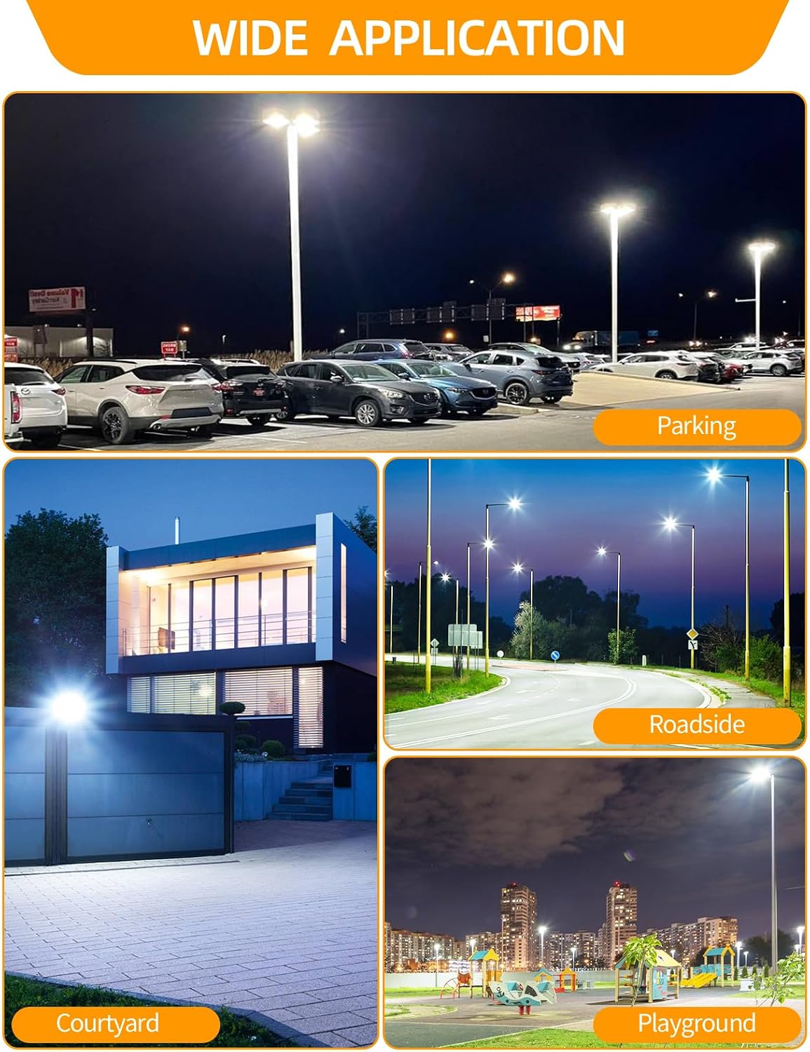 480V LED Parking Lot Light 320W/240W/200W 5000K with Photocell, ETL Listed Commercial Outdoor Floodlights, IP65 Waterproof for Street Roadway Security Area AC277-480V, 10 Pack