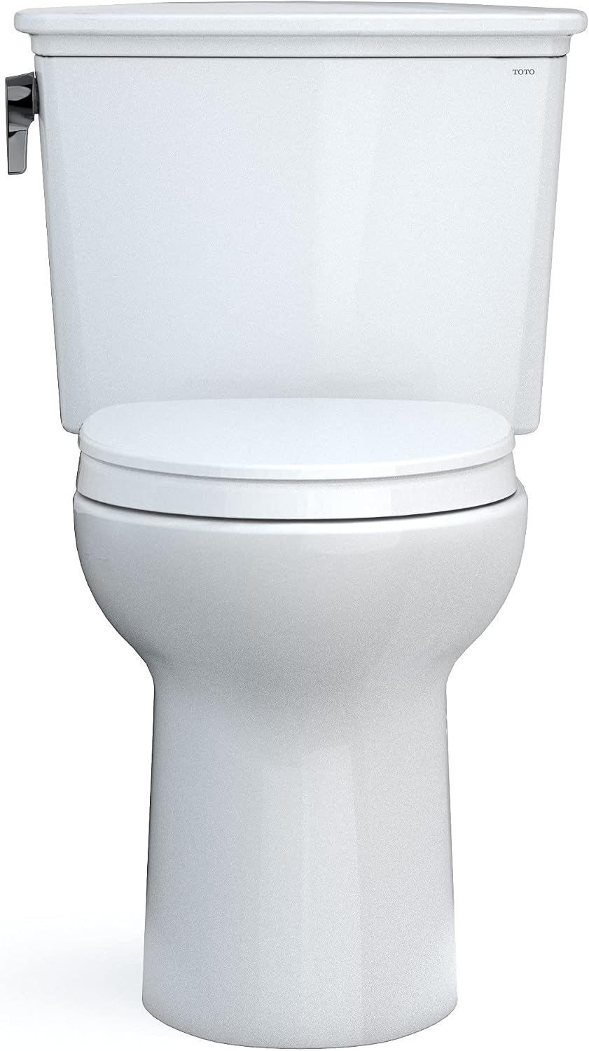 TOTO Drake Transitional Two-Piece Elongated 1.28 GPF Universal Height TORNADO FLUSH Toilet with 10 Inch Rough-In, CEFIONTECT, and SoftClose Seat, WASHLET+ Ready, Cotton White - MS786124CEFG.10#01