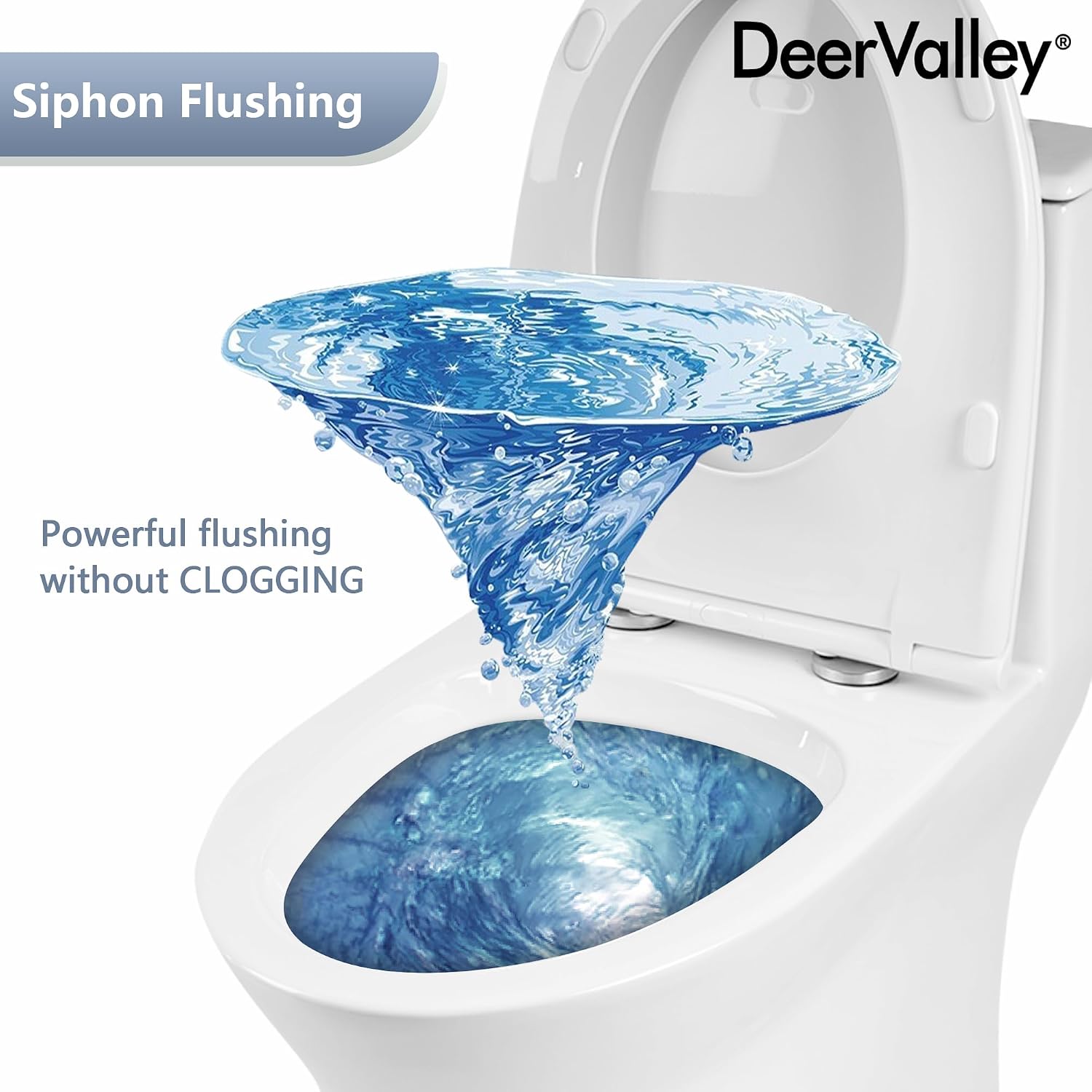 DeerValley Compact One-Piece Toilet for Small Bathrooms, Dual Flush 0.8/1.28 GPF, 900g MAP, Round Bowl, Soft-Close Seat, 12' Rough-In, Space-Saving Design